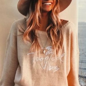 XXL Beachly Tropical Vibes sweater, peach light orange color